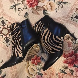 TARYN ROSE TIGER CALF HAIR AND LEATHER BOOTIES-NEW
